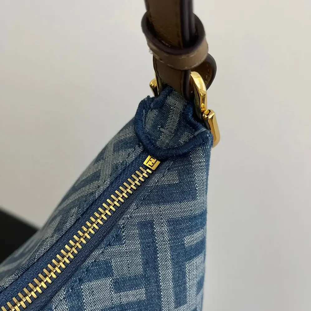 Fendi Fendigraphy Small Light blue FF Denim Fabric Bag for Women