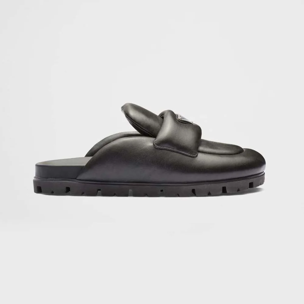 Prada Soft Padded Nappa Leather Sabots for Women in Black