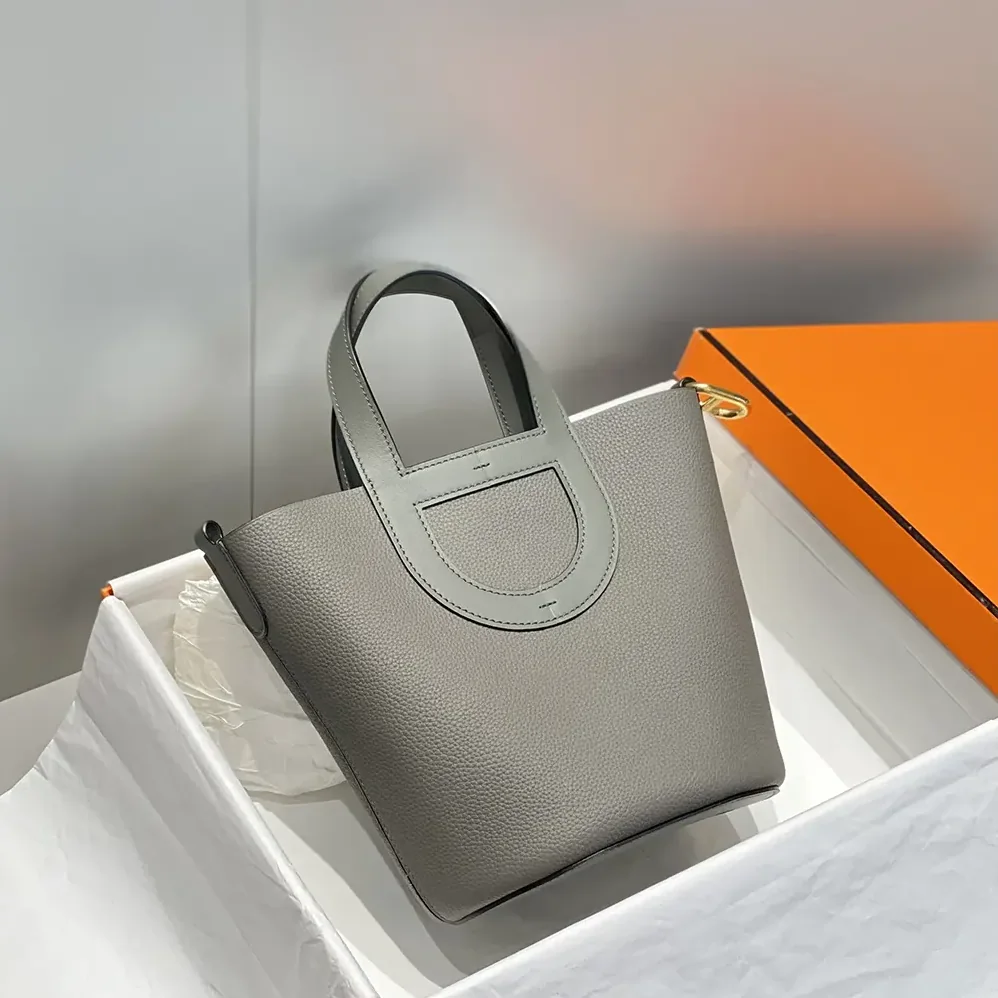 Hermes In the Loop 18 Handbag Clemence Leather for Women in Gray/Gold Hermes In the Loop 18 Handbag Clemence Leather for Women in Gray/Gold