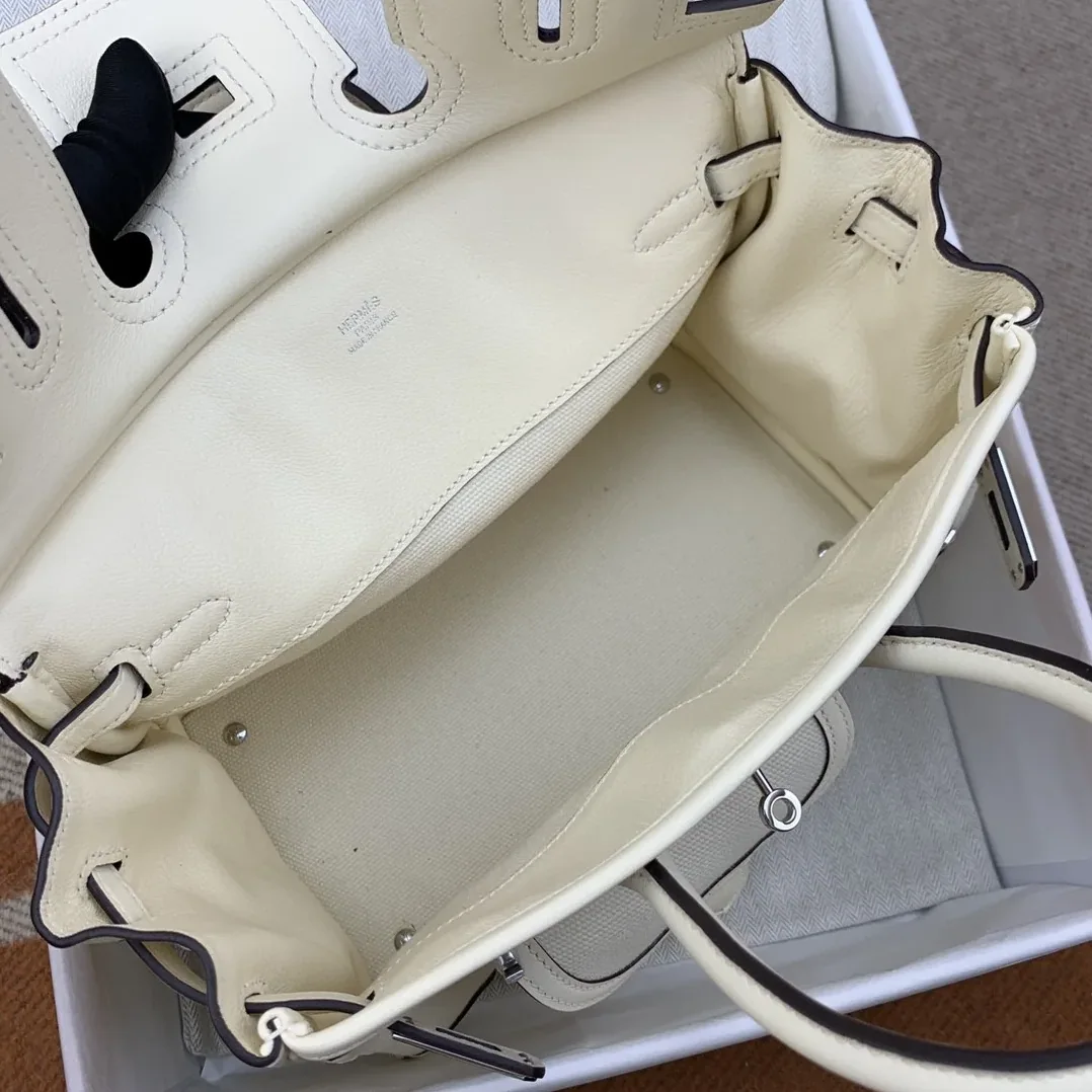 Hermes Birkin Cargo 25 Top Handle Bag in White Silver Hardware Hermes Birkin Cargo 25 Top Handle Bag in White Silver Hardware