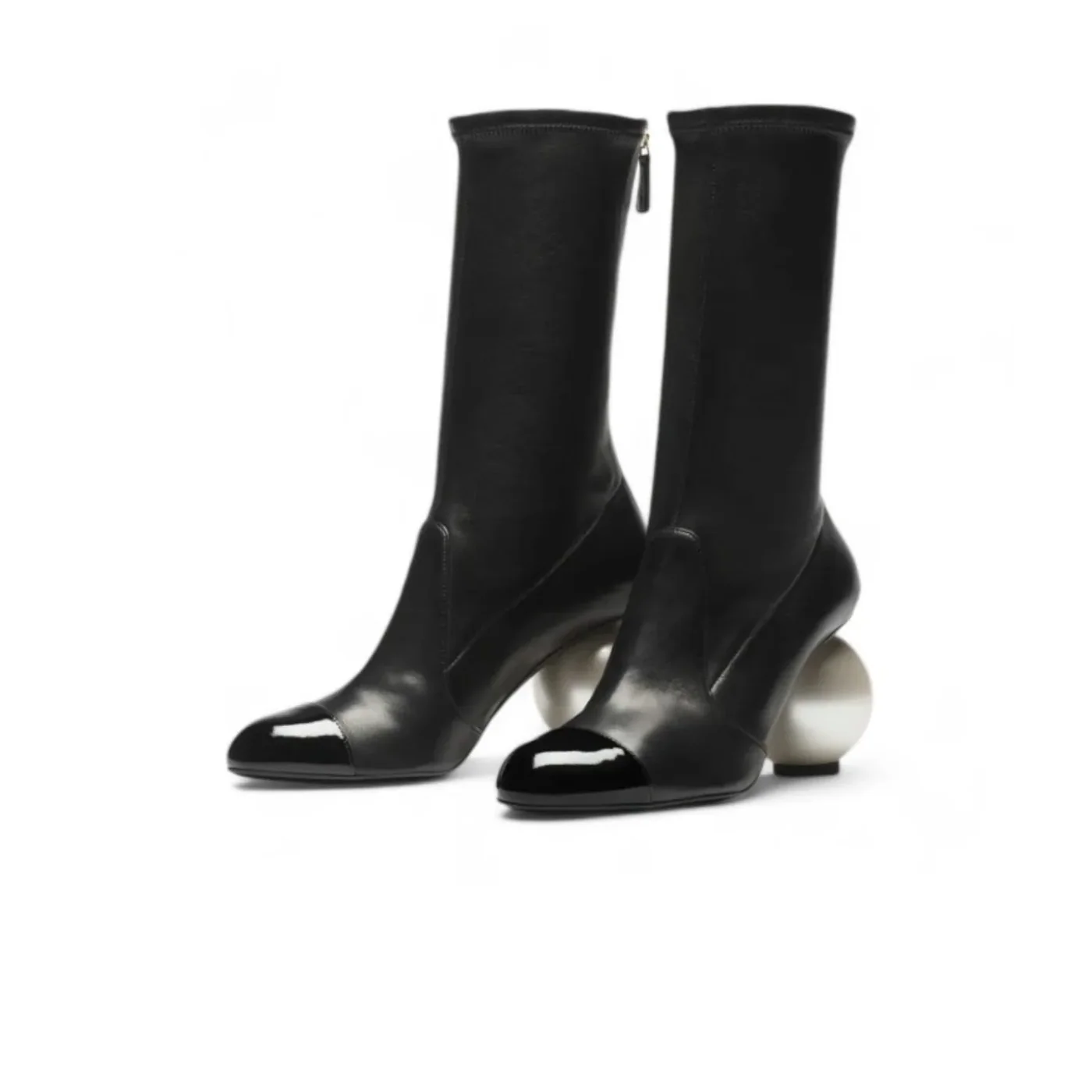 Chanel Mid in Calf Boots Black