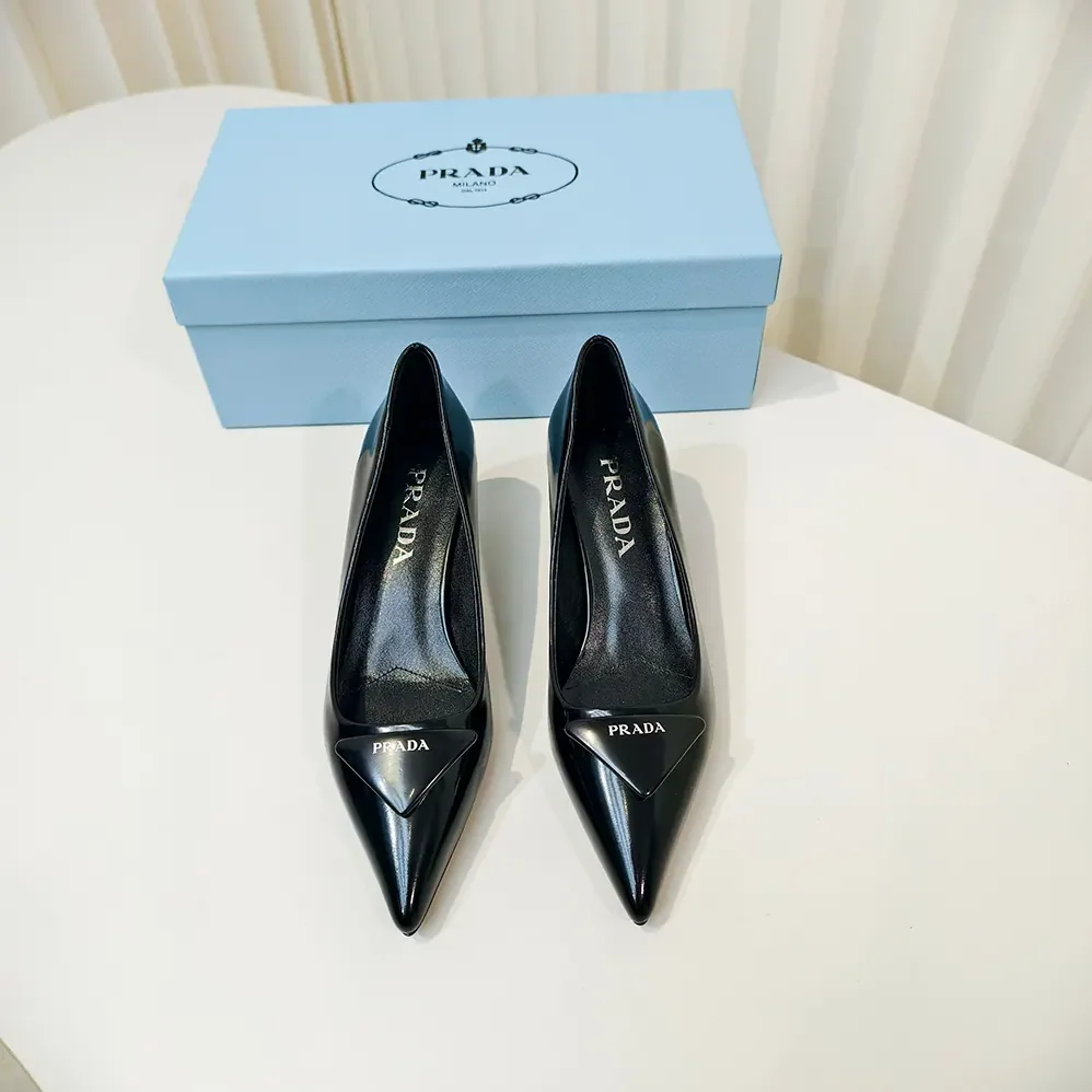 Prada Brushed Leather Pumps for Women in Black