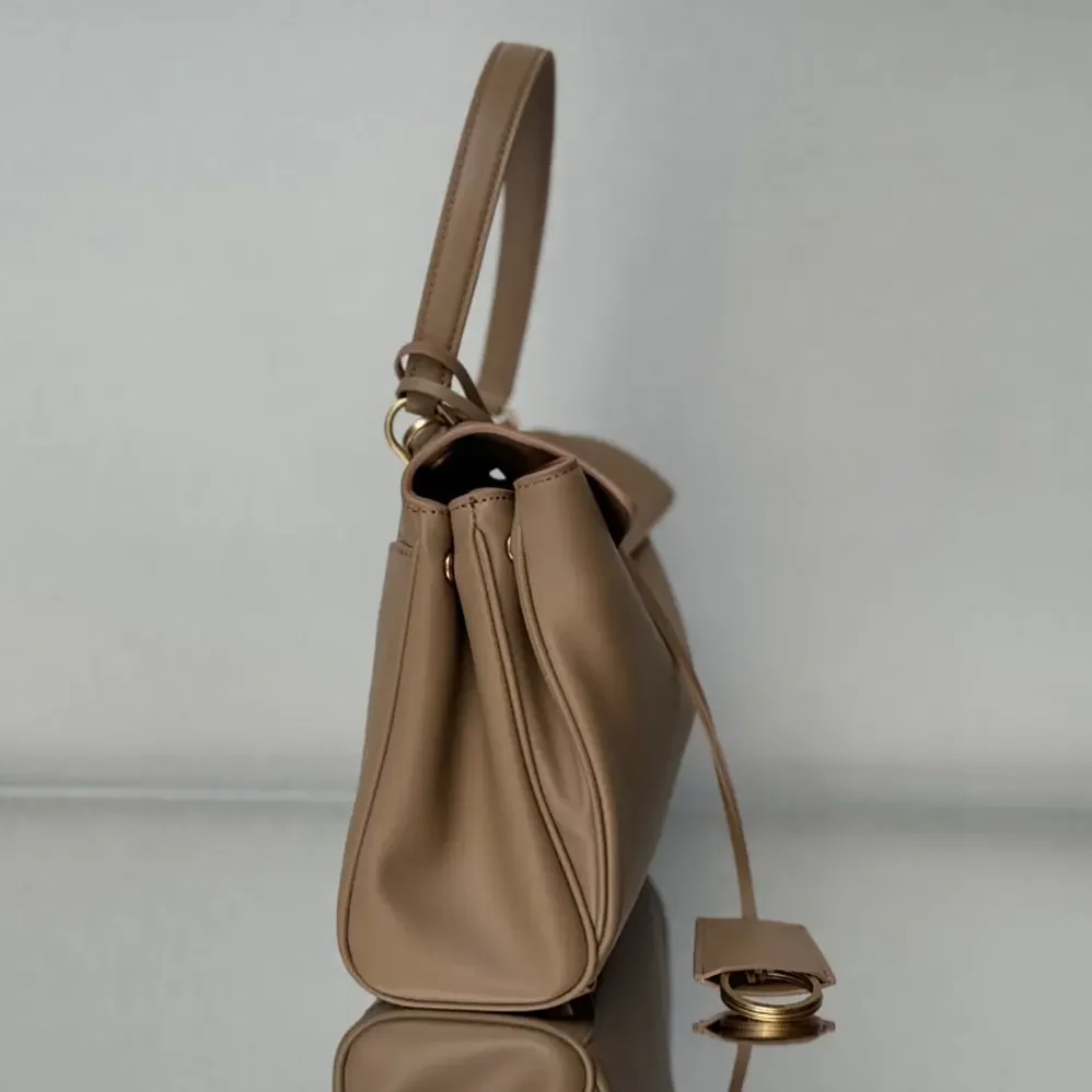 Balenciaga Rodeo Handbag Small In latte Smooth Calfskin Aged for Women in gold Hardware