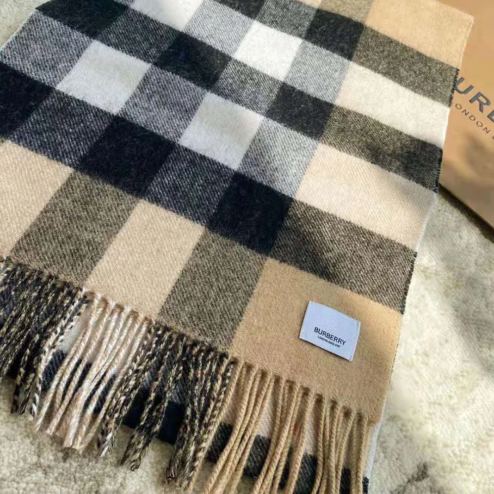 Burberry Reversible Check and Monogram Cashmere Scarf for Women in Brown