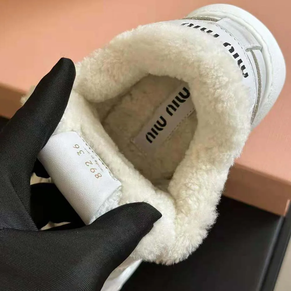 Miu Miu Bleached Leather Sneakers in EVA Sole with Logo for Women Miu Miu Bleached Leather Sneakers in EVA Sole with Logo for Women