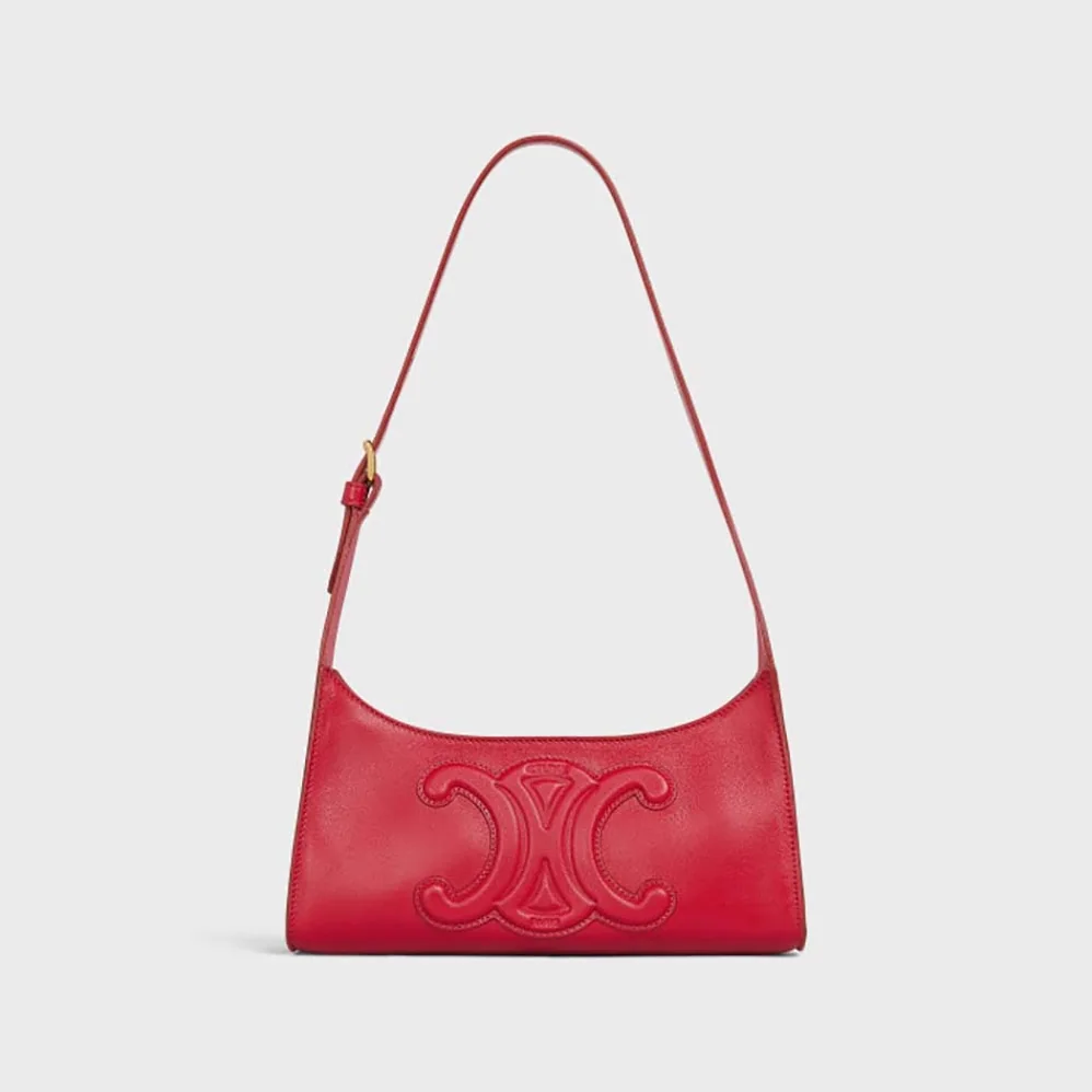 Celine Shoulder Bag Cuir Triomphe in Smooth Calfskin for Women in Red