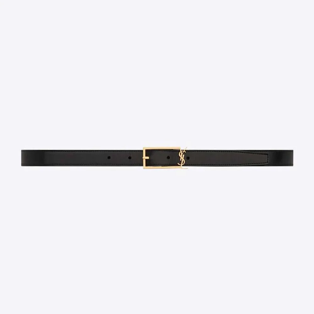 Saint Laurent YSL New Cassandre Buckle Belt in Smooth Leather for Women Saint Laurent YSL New Cassandre Buckle Belt in Smooth Leather for Women