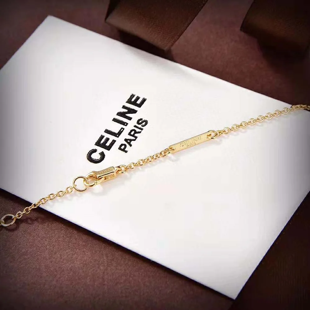 Celine Triomphe Cube Necklace in Brass with Gold Finish and Colored Enamel for Women Celine Triomphe Cube Necklace in Brass with Gold Finish and Colored Enamel for Women