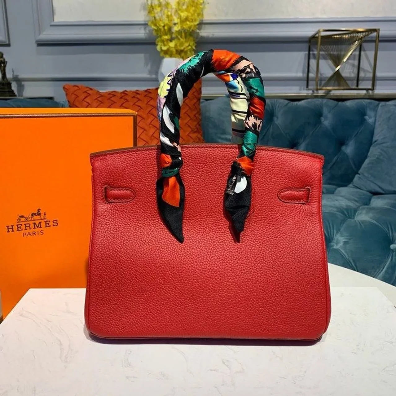 Hermes Birkin Red Semi Handstitched With Gold Toned Hardware / Hermes Birkin Red Semi Handstitched With Gold Toned Hardware /