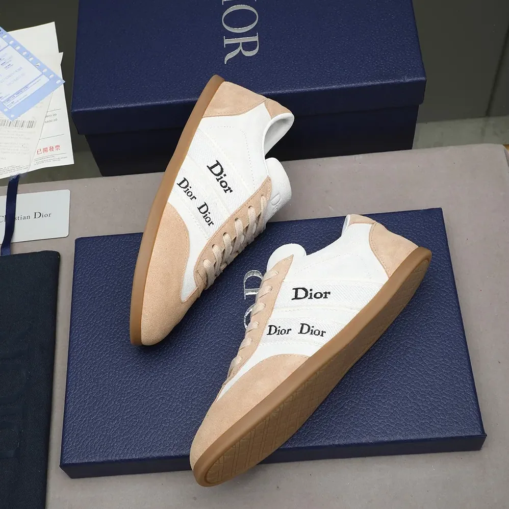 Dior Ribbon Sneaker White and Beige Suede Calfskin for Unisex Dior Ribbon Sneaker White and Beige Suede Calfskin for Unisex