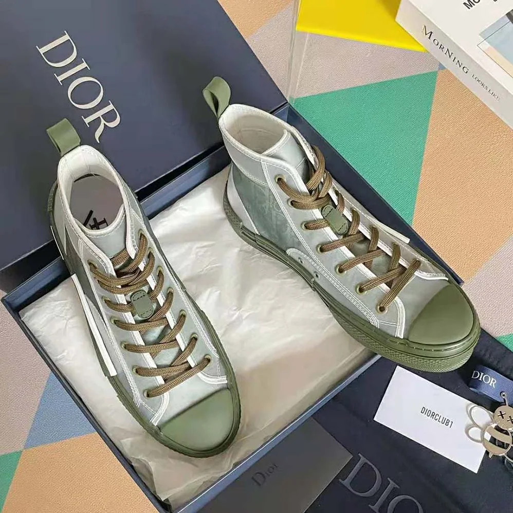 Dior B23 High-Top Sneaker Olive Dior Oblique Canvas for Men Dior B23 High-Top Sneaker Olive Dior Oblique Canvas for Men