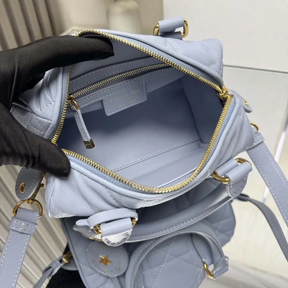 Dior Dior Groove 20 Bag Pale Blue Macrocannage Calfskin for Women