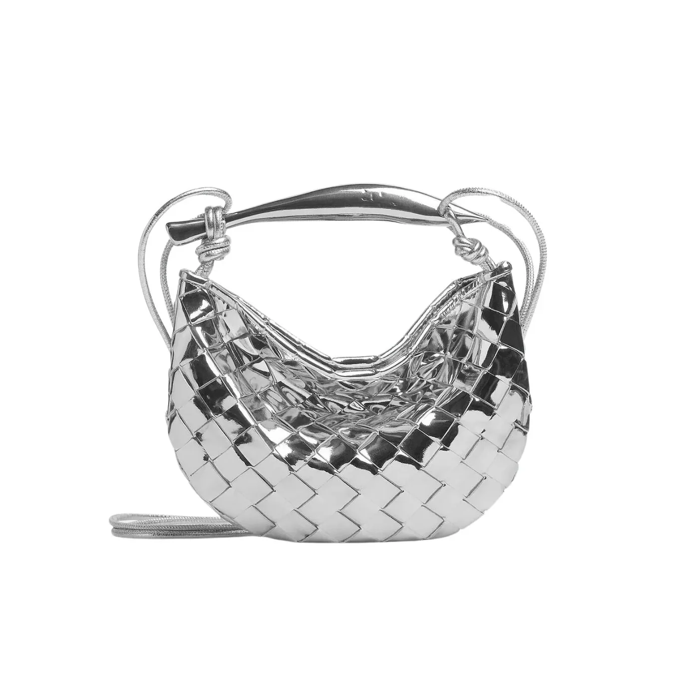Bottega Veneta Mini Sardine Silver Bag - 7.9 Inches/ Bottega Veneta Mini Sardine Silver Bag - 7.9 Inches/