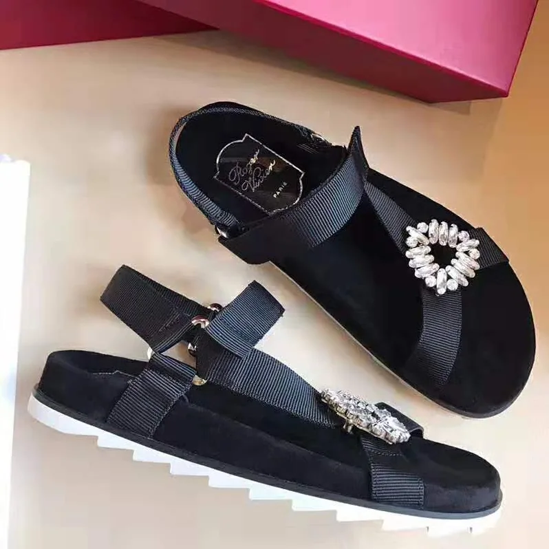 Roger Vivier Trekky Viv' Sandals Gros Grain Panels for Women in Black