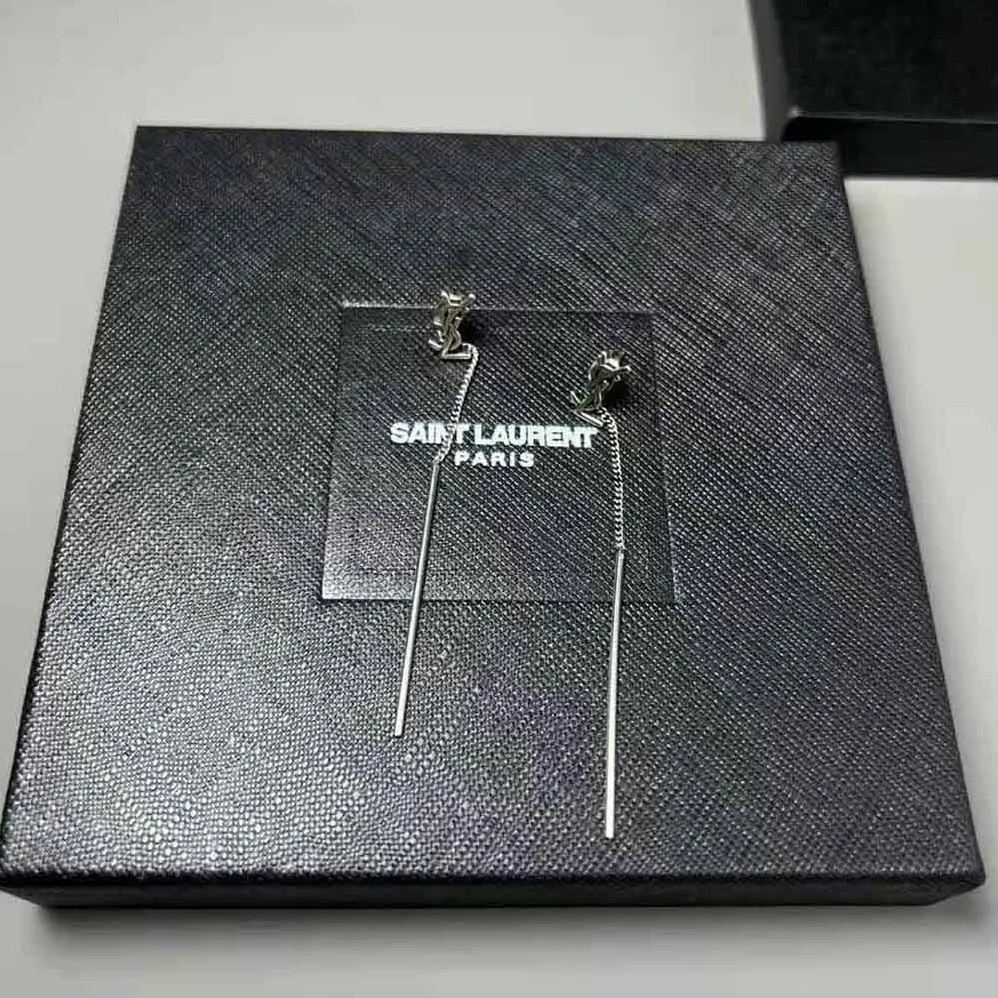 Saint Laurent YSL Opyum YSL Threader Earrings in Metal for Women in Silver