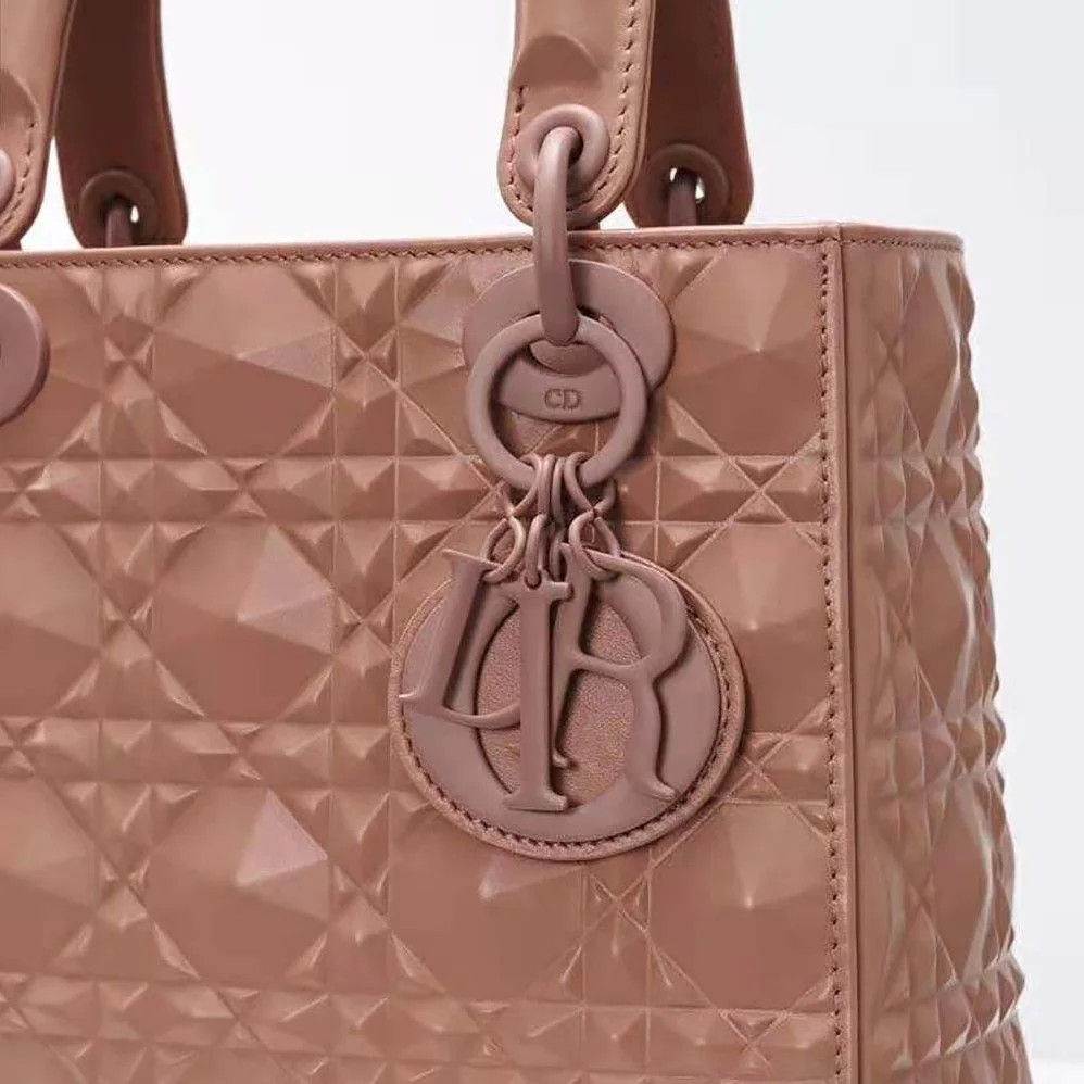Dior Small Lady Dior my Abcdior Bag Rose Des Vents Cannage Calfskin with Diamond Motif for Women