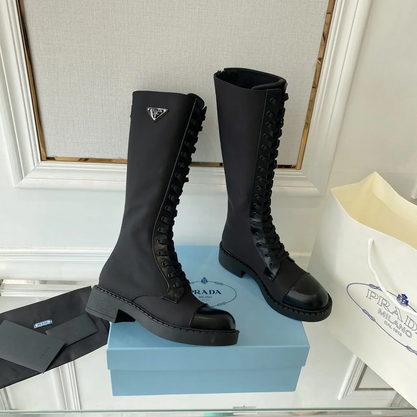 Prada Brushed And Re in Nylon Boots Black Prada Brushed And Re in Nylon Boots Black