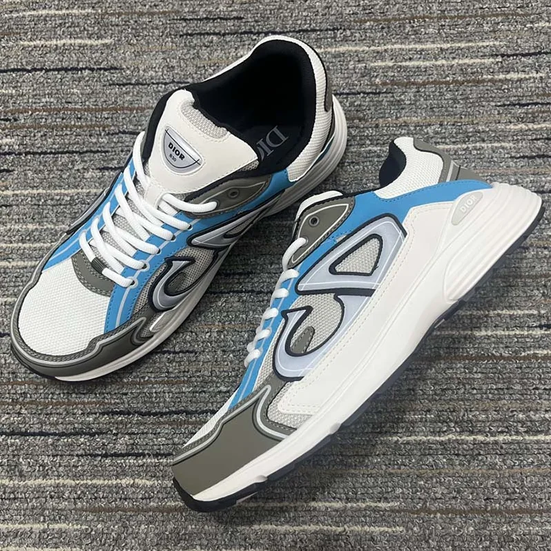Dior CD Shoes B30 Low-Top Sneaker Light Blue Mesh Gray Blue Technical Fabric for Men