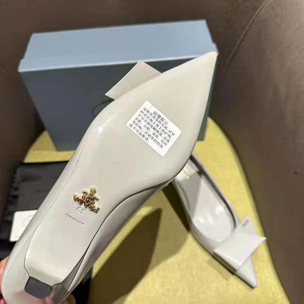 Prada Brushed Leather Pumps for Women in Gray