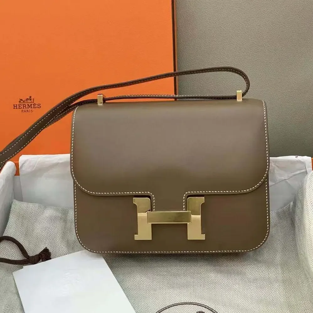 Hermes Constance 24 Bag Box Leather for Women in Gray/Gold Hermes Constance 24 Bag Box Leather for Women in Gray/Gold