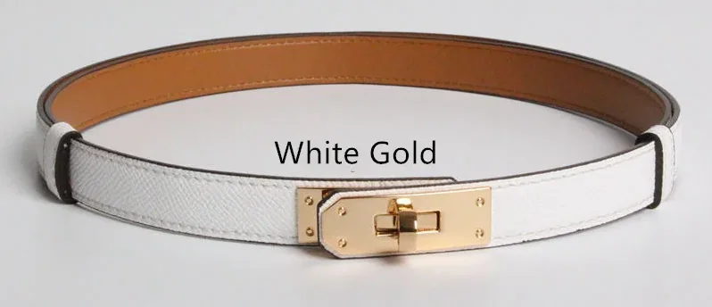High Quality Real Leather 1.8cm Width Belts Golden for Women's