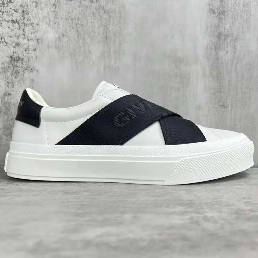 Givenchy City Sport Sneakers in Leather with Double Webbing Strap for Men in White