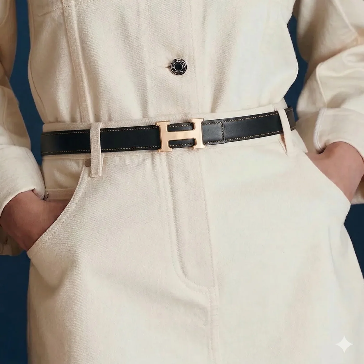 Hermes Mini H Reversible Belt Noir in Orange Hermes Mini H Reversible Belt Noir in Orange