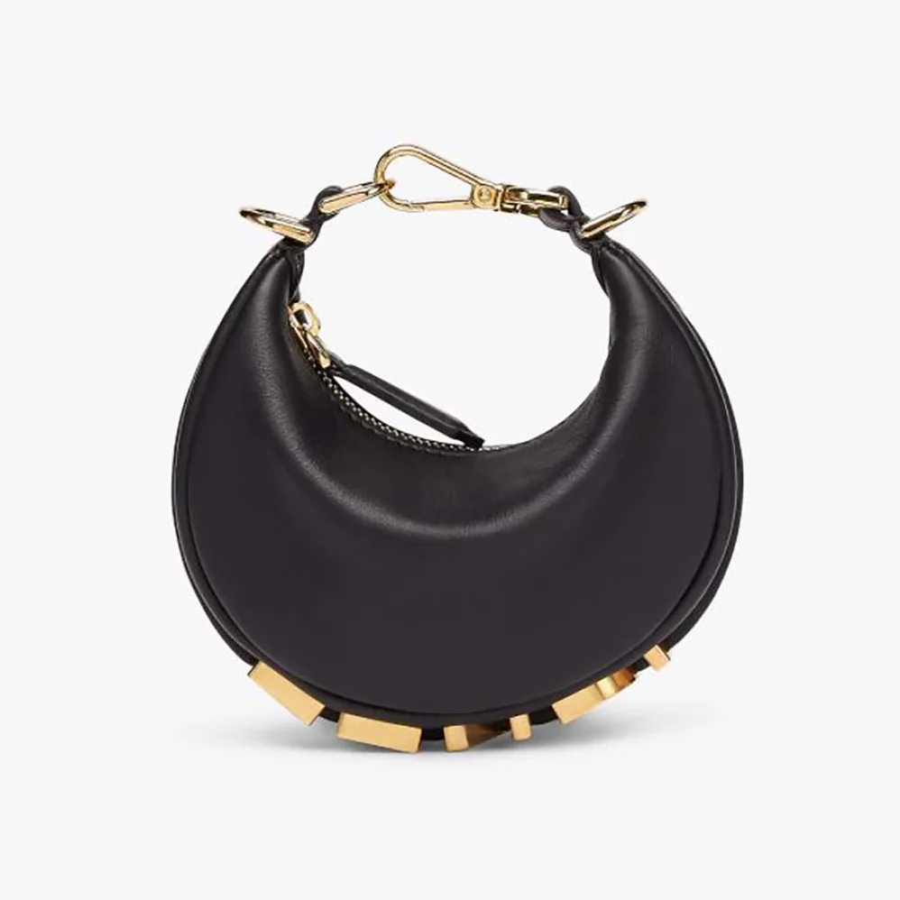 Fendi Nano Fendigraphy Black Leather Charm for Women Fendi Nano Fendigraphy Black Leather Charm for Women