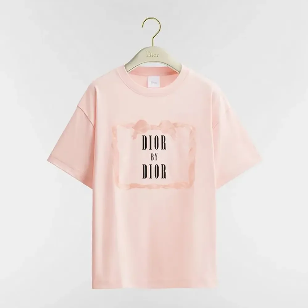 Dior Oversized Embroidered Book Cover T for Women in Shirt Pink Cotton Jersey