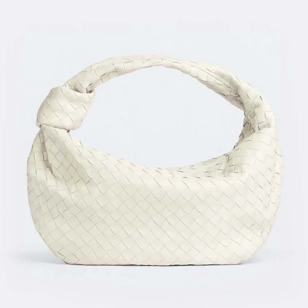 Bottega Veneta Small Jodie Intrecciato Leather Shoulder Bag for Women in White