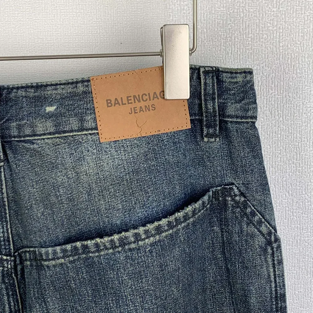 Balenciaga Minimal Baggy Pants In Dirty Grey And Light Blue Cotton Denim for Women Balenciaga Minimal Baggy Pants In Dirty Grey And Light Blue Cotton Denim for Women