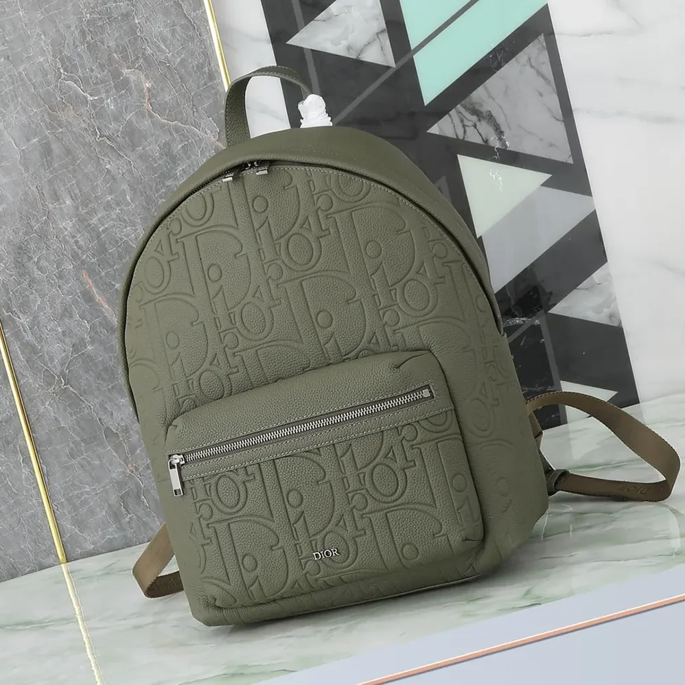 Dior Rider 2.0 Zipped Backpack Khaki Dior Gravity Leather and Khaki Grained Calfskin for Unisex