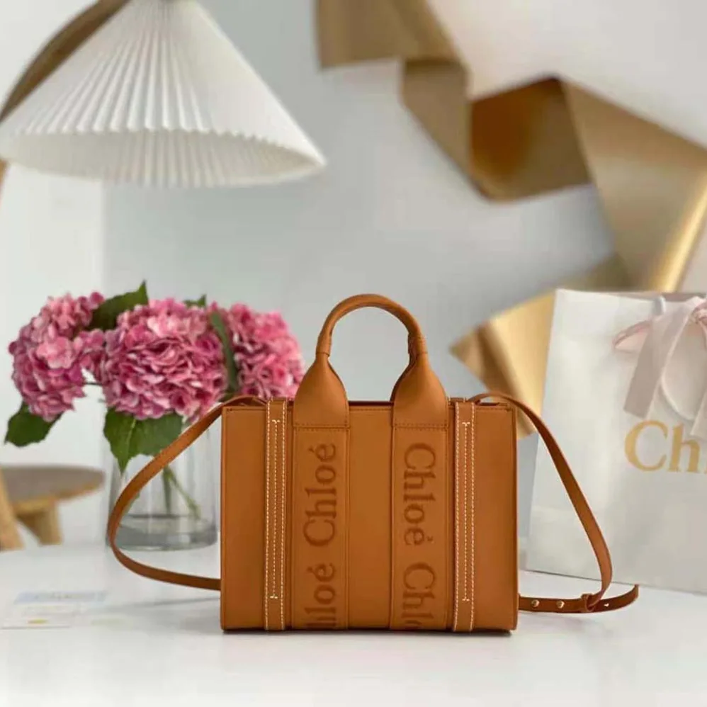 Chloe Mini Woody Tote Bag for Women in Brown Chloe Mini Woody Tote Bag for Women in Brown