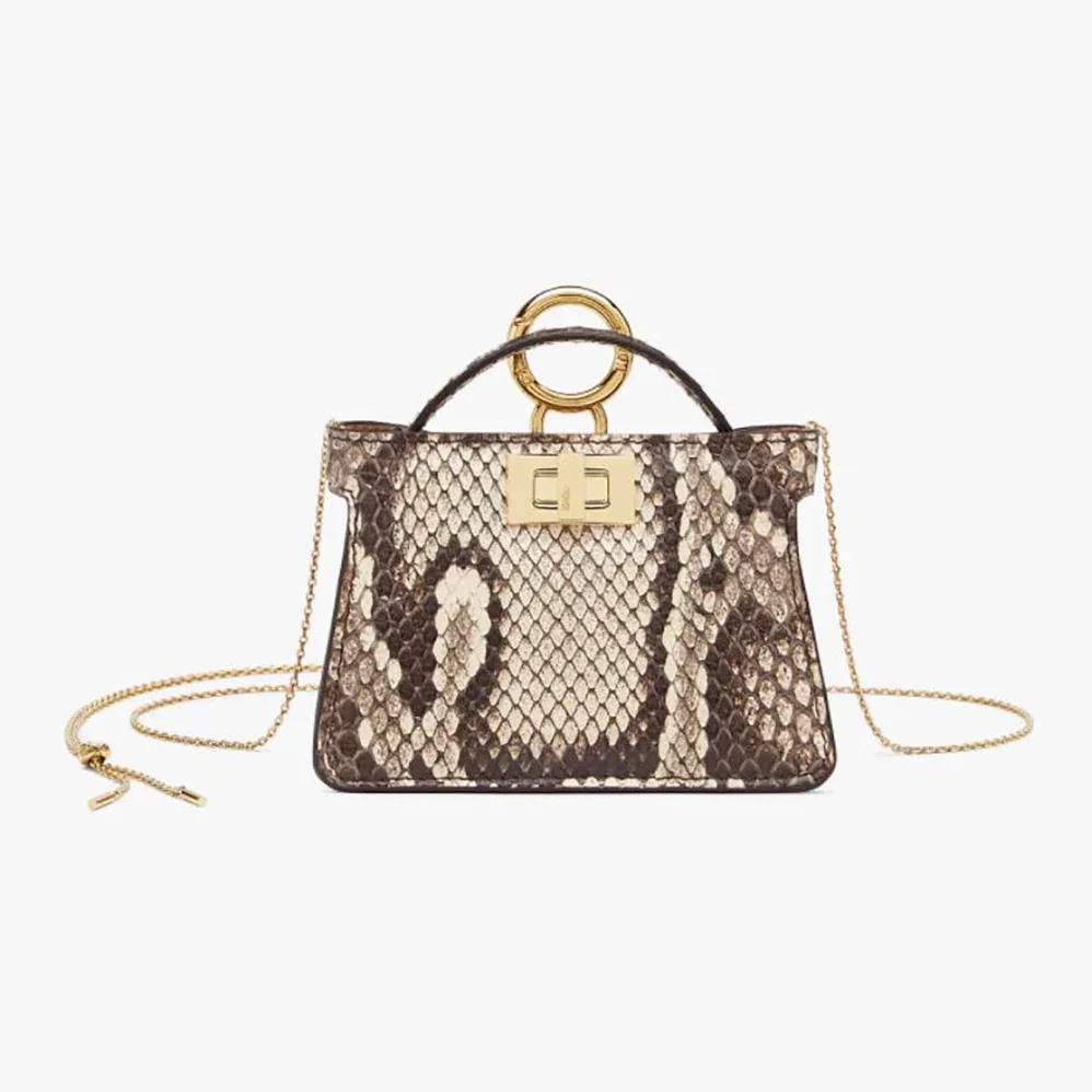 Fendi Nano Peekaboo Charm Brown Python Charm for Women Fendi Nano Peekaboo Charm Brown Python Charm for Women