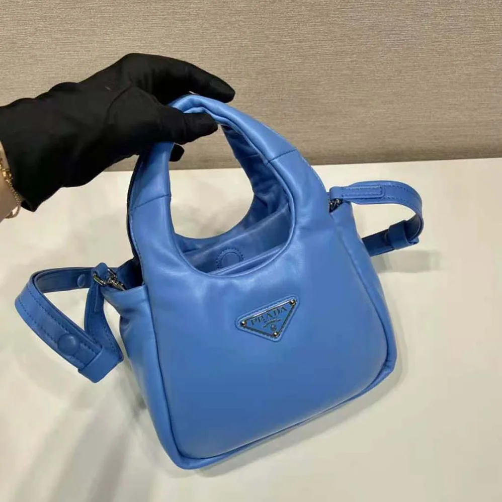 Prada Small Padded Prada Soft Nappa-Leather Bag for Women in Blue