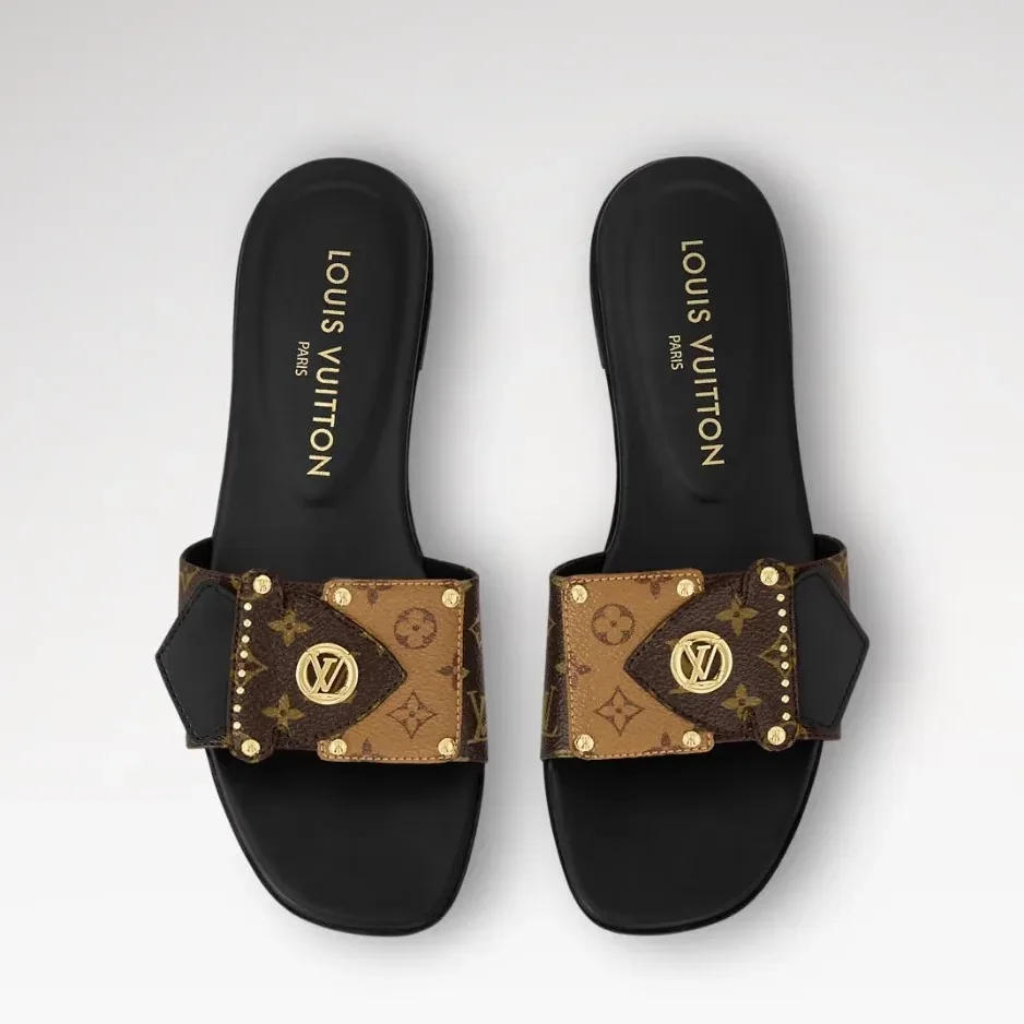 Louis Vuitton LV Frame Flat Mule Black 1ACXWB Louis Vuitton LV Frame Flat Mule Black 1ACXWB