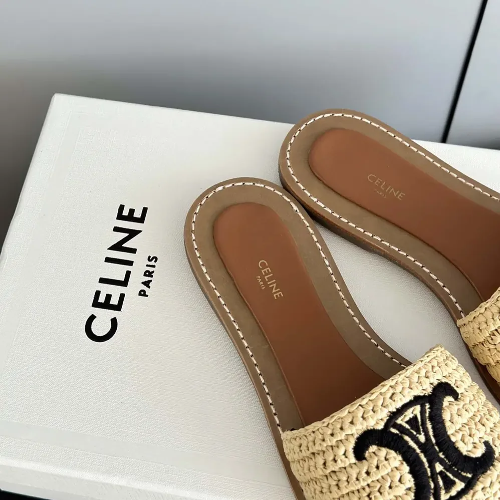 Celine Lympia Mule in Raffia for Women Celine Lympia Mule in Raffia for Women