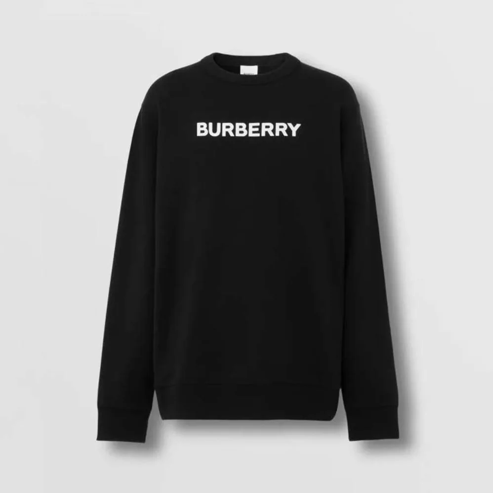 Burberry Logo Print Cotton Sweatshirt for Men in Black