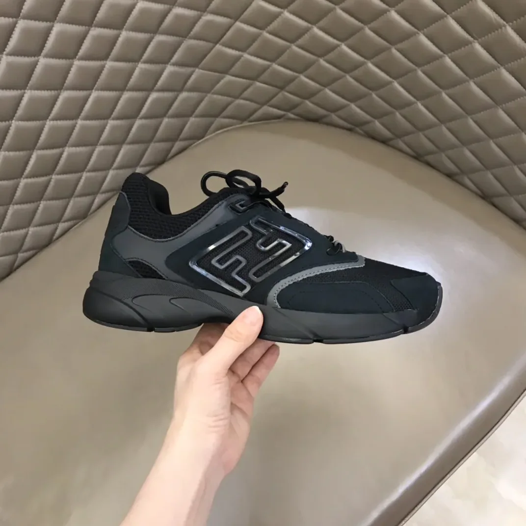 FD Fendi Faster Trainers Sneakers Black 7E1555AKX6F1ICG