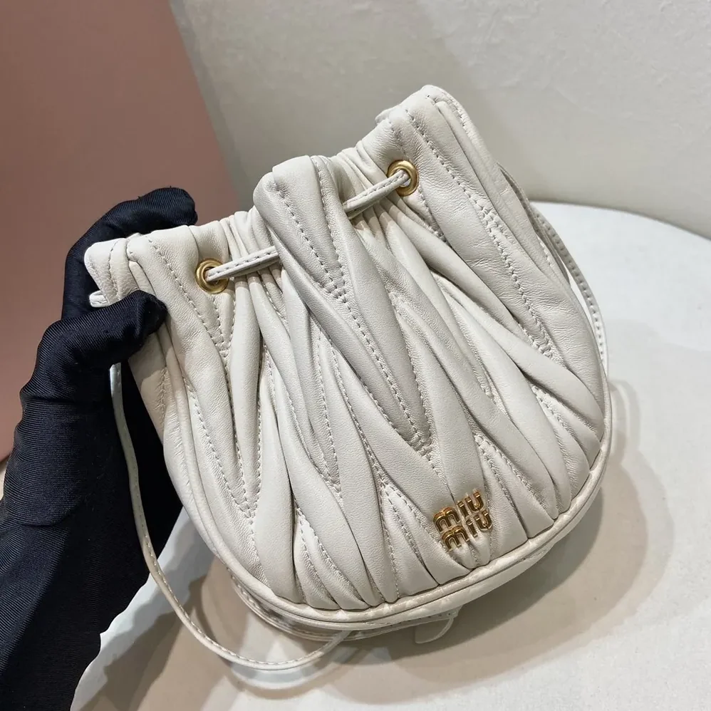 Miu Miu Matelassé Nappa Leather Pouch for Women in White Miu Miu Matelassé Nappa Leather Pouch for Women in White