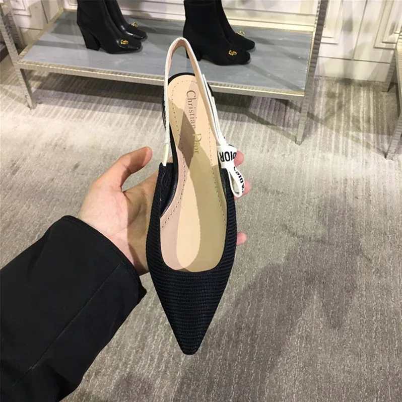 Dior Ballerina Technical Canvas J'Adior Ribbon 1cm Shoes Black for Women Dior Ballerina Technical Canvas J'Adior Ribbon 1cm Shoes Black for Women