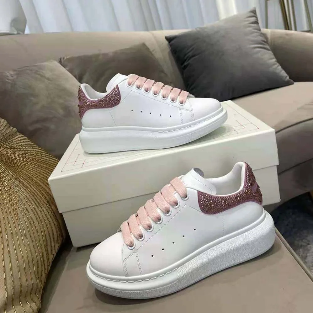 Alexander Mcqueen Oversized Sneaker in Calf Leather for Women in Pink Alexander Mcqueen Oversized Sneaker in Calf Leather for Women in Pink