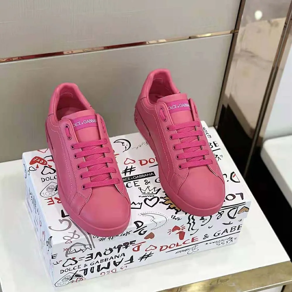 Dolce Gabbana D&G Calfskin Portofino Sneakers for Women in Rose Dolce Gabbana D&G Calfskin Portofino Sneakers for Women in Rose