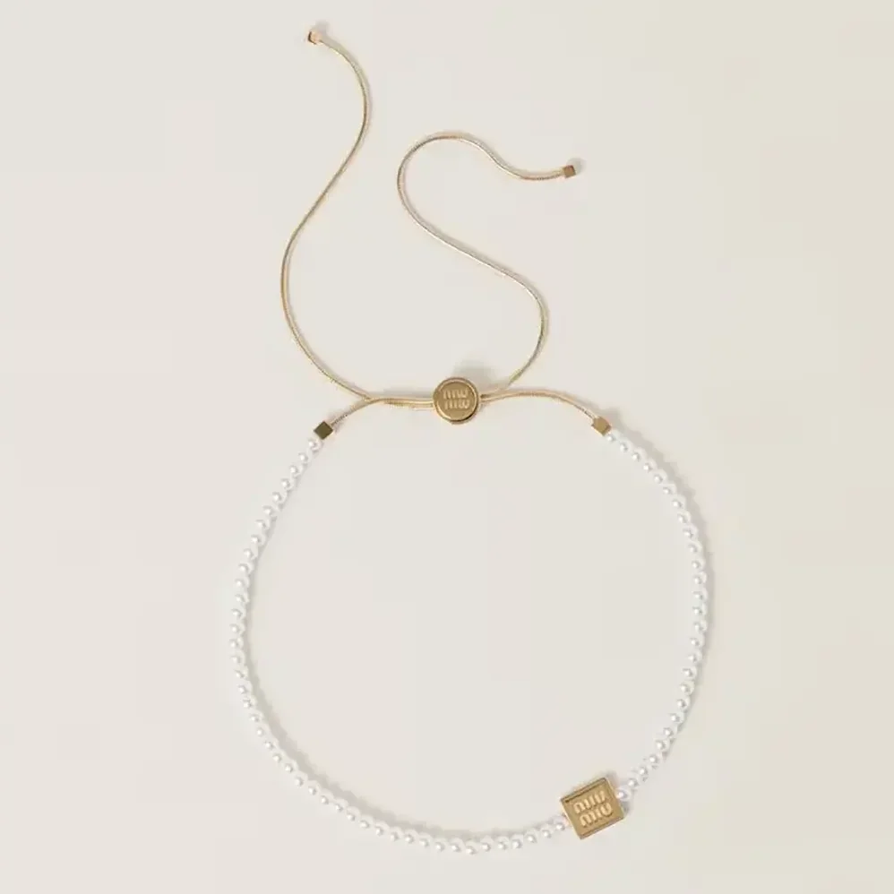 Miu Miu Metal Choker with Artificial Pearls for Women Miu Miu Metal Choker with Artificial Pearls for Women