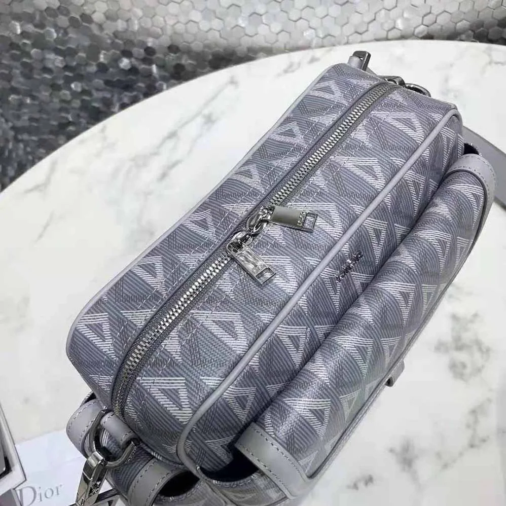 Dior Hit the Road Messenger Bag Dior Gray CD Diamond Canvas and Smooth Calfskin for Men