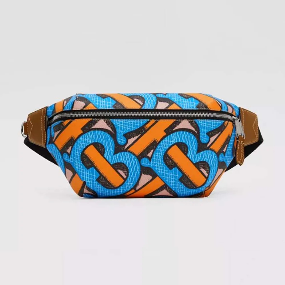 Burberry Monogram Print E-canvas Sonny Bum Bag for Women in Orange