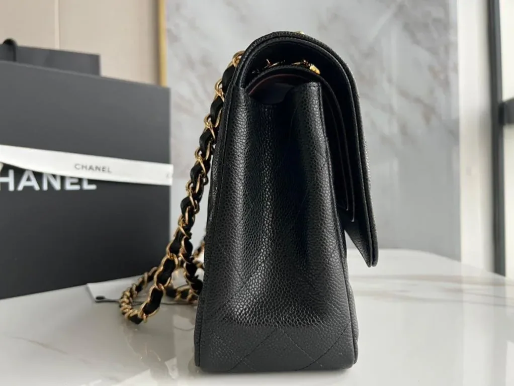 Chanel Classic Double Flap Bag Large Crossbody in Black Gold Hardware