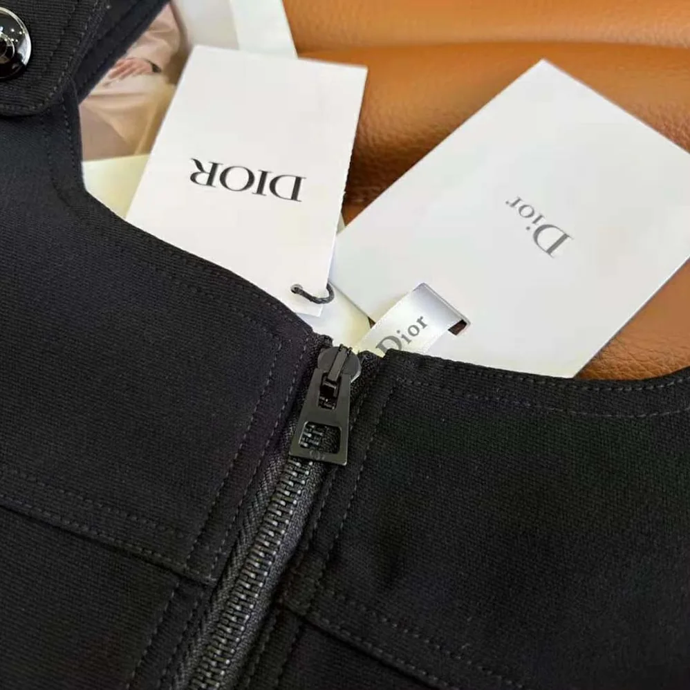 Dior Short Dress Black Wool and Silk for Women Dior Short Dress Black Wool and Silk for Women