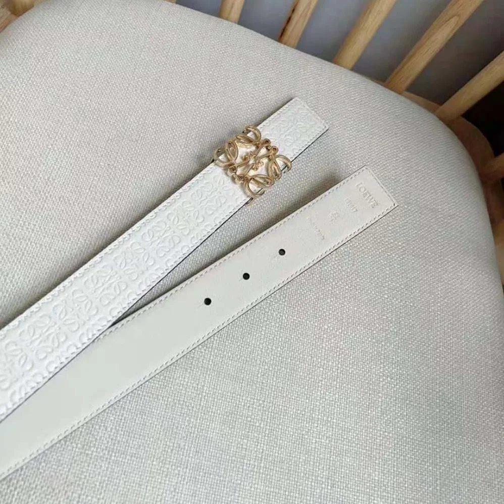 Loewe Reversible Repeat Belt in Silk Calfskin for Unisex in White