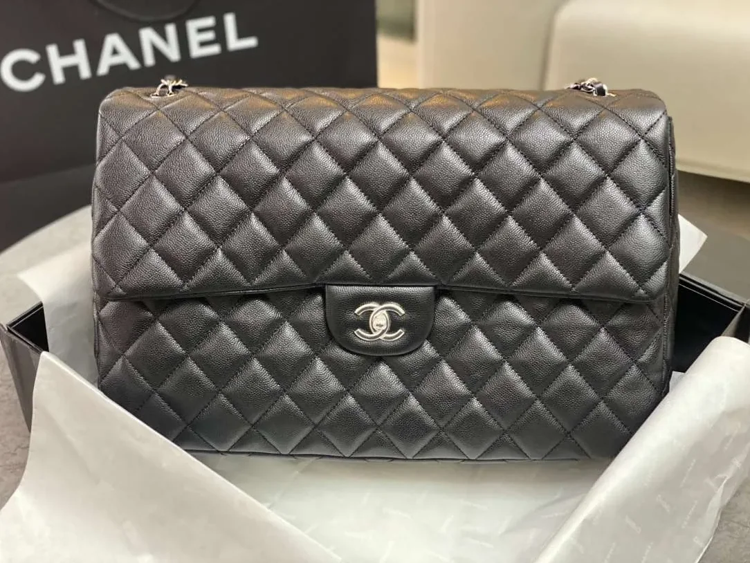 Chanel Airport Bag Silver in White/Black/Grey /